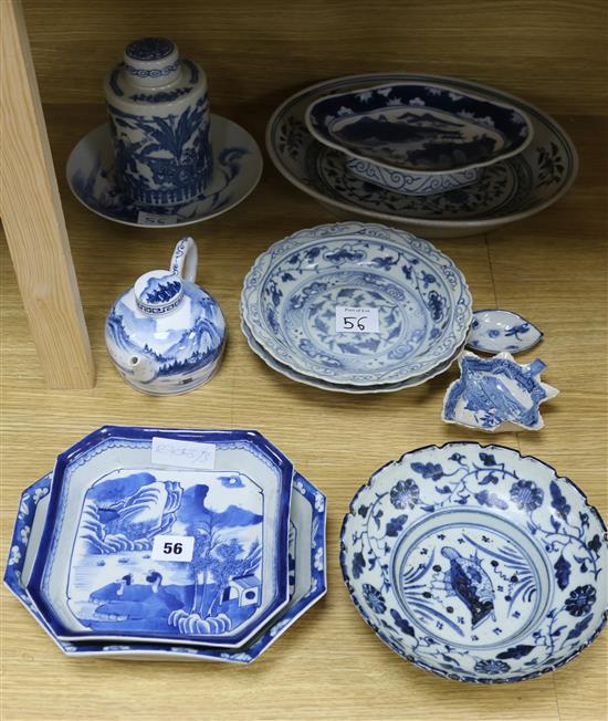 A collection of Chinese blue and white ceramics